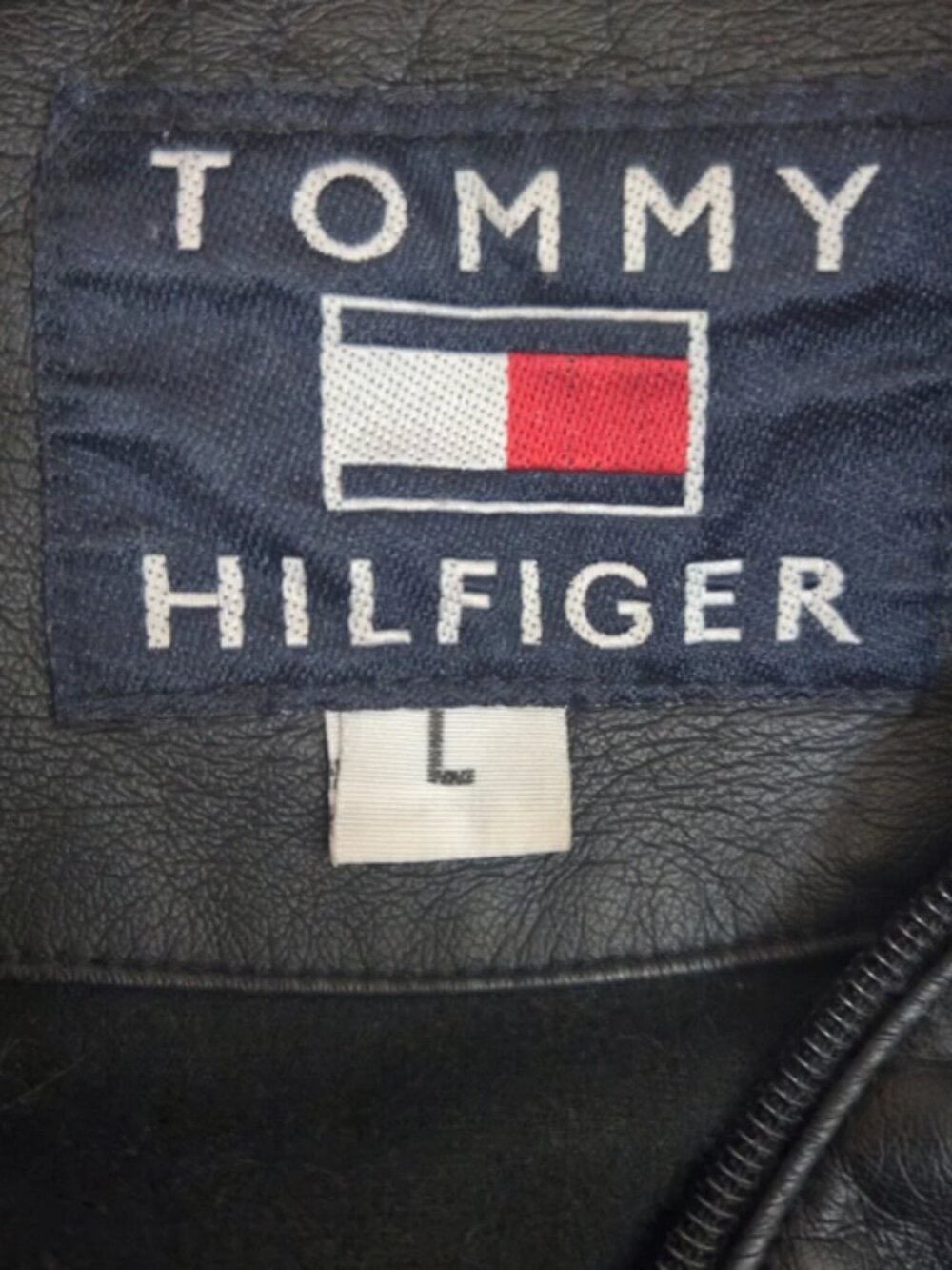 Tommy Hilfiger Black Faux Leather Moto Jacket Men’s Vintage Y2K Style - Picture 3 of 9